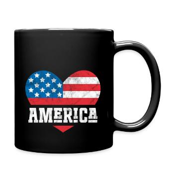 America Flag Heart - Full Colour Mug - black - Right