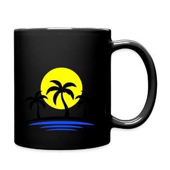 Palm Tree Beach Sun Sea - Full Colour Mug - black - Right