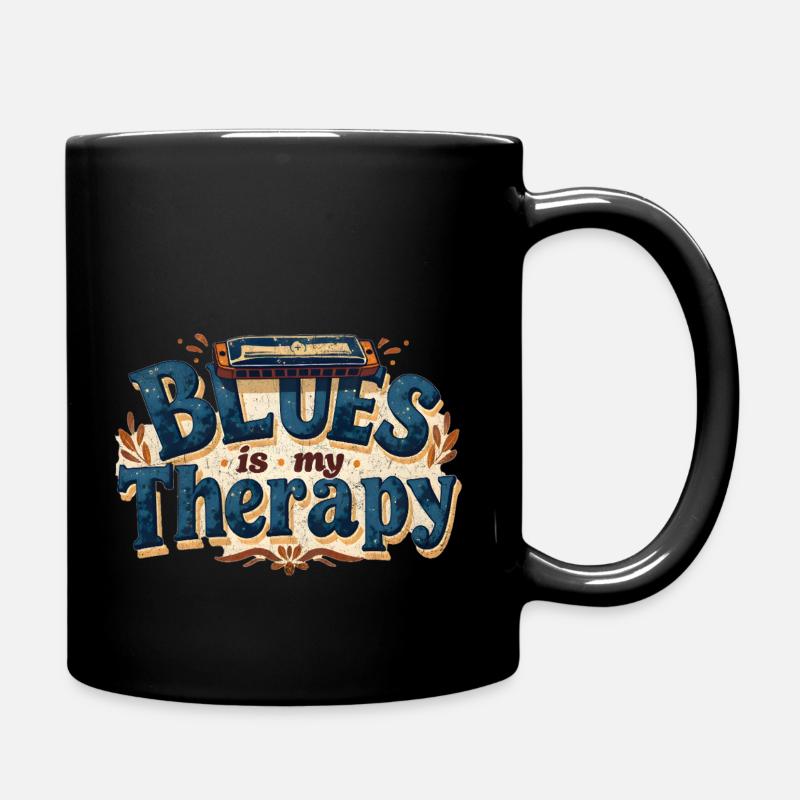 Blues is my Therapy – Retro Musik T-Shirt - Tasse einfarbig - Schwarz