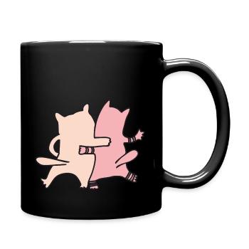 katzenfreunde rosa - Tasse einfarbig - Schwarz - Rechts
