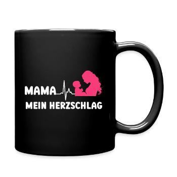 MOMMY MY HEARTBEAT Expectant Mother Funny - Full Colour Mug - black - Right