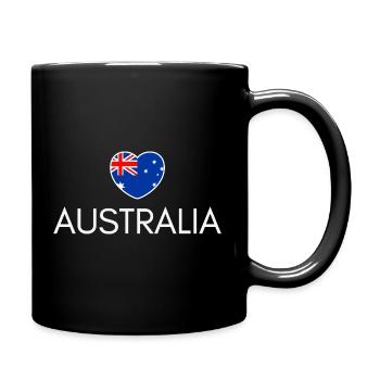Herz mit australischer Flagge, ich liebe Australien - Tasse einfarbig - Schwarz - Rechts