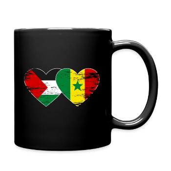 Palestine Senegal flag heart used - Full Colour Mug - black - Right