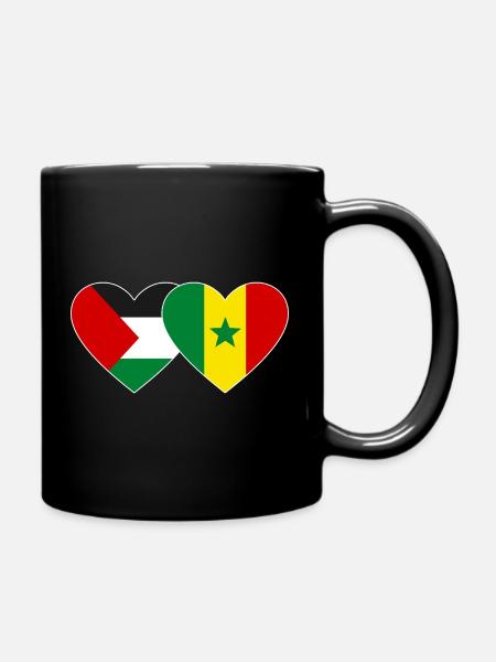 Palestine Senegal Flag Heart - Full Colour Mug - black