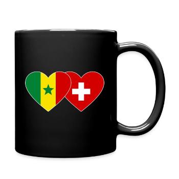 Senegal Switzerland Flag Heart - Full Colour Mug - black - Right