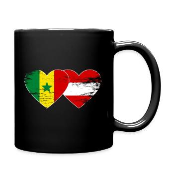 Senegal Österreich Flagge Hände Herzform used - Tasse einfarbig - Schwarz - Rechts