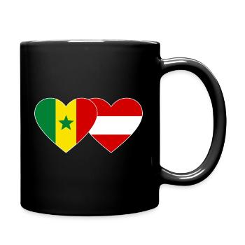 Senegal Austria Flag Hands Heart Shape - Full Colour Mug - black - Right