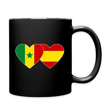 Spain Senegal Flag Heart - Full Colour Mug - black - Right