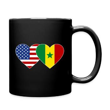 USA Senegal  Flagge Herz - Tasse einfarbig - Schwarz - Rechts