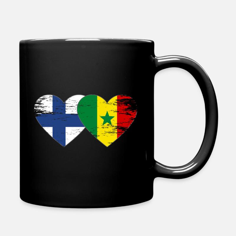Finland Senegal Flag Heart - Full Colour Mug - black