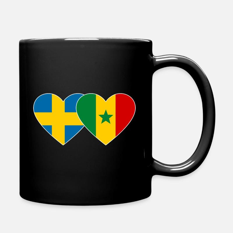 Schweden Senegal Flagge Herz - Tasse einfarbig - Schwarz