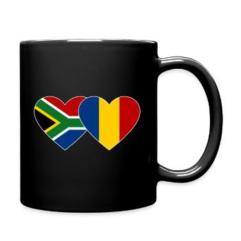Südafrika Tschad Flagge Herz used - Tasse einfarbig - Schwarz - Rechts