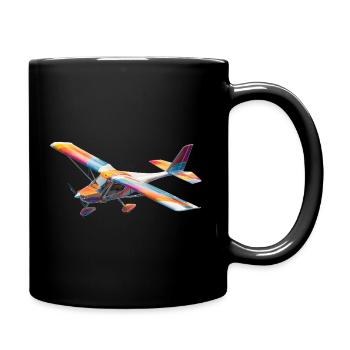 RC Rainbow Airplane Pattern - Full Colour Mug - black - Right
