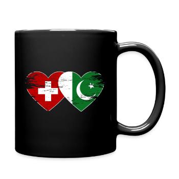 Switzerland Pakistan flag heart used - Full Colour Mug - black - Right