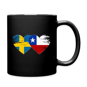 Schweden Chile Flagge Herz used - Tasse einfarbig - Schwarz - Rechts