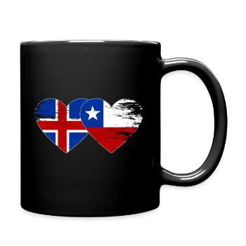 Islande Chili drapeau coeur utilisé - Mug uni - noir - Droite