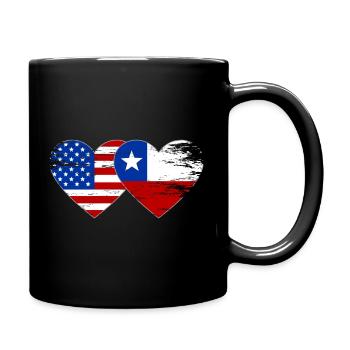 USA Chile Flagge Herz - Tasse einfarbig - Schwarz - Rechts