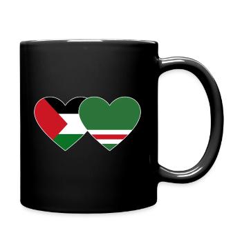 Palästina Tschetschenien Flagge Herz - Tasse einfarbig - Schwarz - Rechts