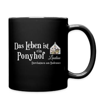 Lindau, Bodensee, Leben ist ein Ponyhof, Zeichnung - Tasse einfarbig - Schwarz - Rechts