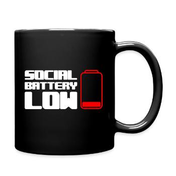 Geek Low Social Batterie - Tasse einfarbig - Schwarz - Rechts