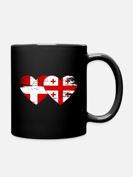 Denmark Georgia flag heart used - Full Colour Mug - black