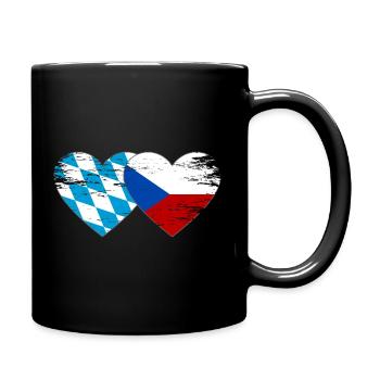 Bayern Tschechien Flagge Herz - Tasse einfarbig - Schwarz - Rechts