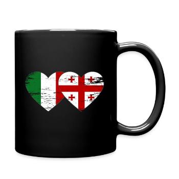 Italy Georgia Heart Flag used - Full Colour Mug - black - Right