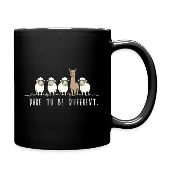 Dare to Be Different – Alpaca & Sheep Saying - Full Colour Mug - black - Right