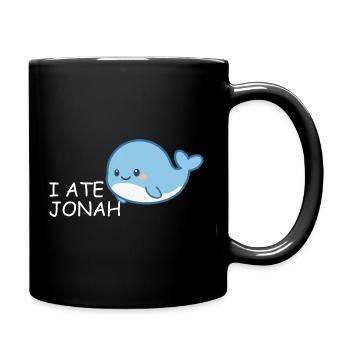 I Ate Jonah – Funny Bible Whale for Kids - Full Colour Mug - black - Right