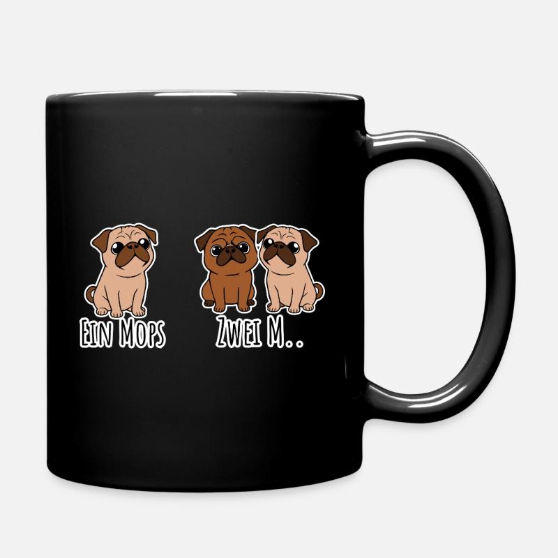Ein Mops - zwei M? Ja was genau? lustige Hunde! - Tasse einfarbig - Schwarz