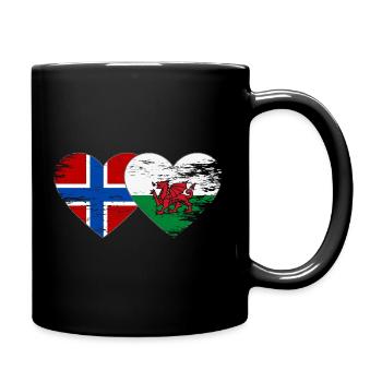 Cœur du drapeau norvégien du pays de Galles utilisé - Mug uni - noir - Droite