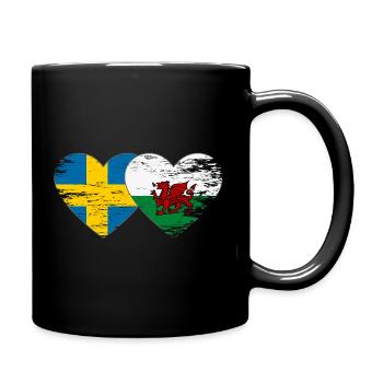 Schweden Wales Flagge Herz used - Tasse einfarbig - Schwarz - Rechts