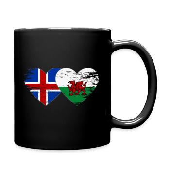 Cœur du drapeau islandais du pays de Galles utilisé - Mug uni - noir - Droite
