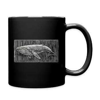Gravure sur bois vintage de la baleine bleue – Majestueux géant océanique - Mug uni - noir - Droite