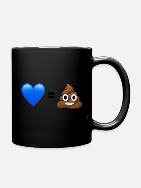 AfD ist Kacke - 💙 = 💩 (Bright Design) - Tasse einfarbig - Schwarz