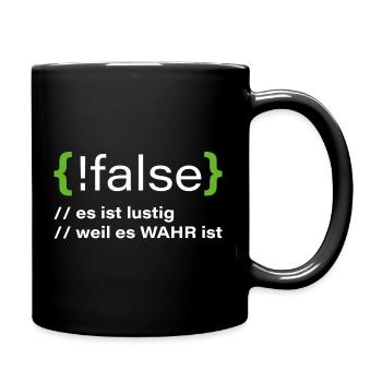 false - Funny programmer saying - Full Colour Mug - black - Right