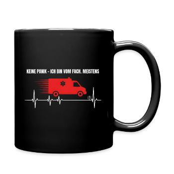 Ambulanz Krankenwagen Rettungsdienst Sanitäter - Tasse einfarbig - Schwarz - Rechts