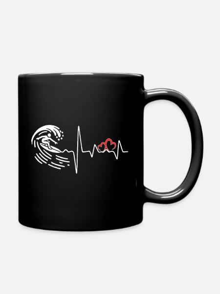 Schwimmender Herzrhythmus Fitnesskunst - Tasse einfarbig - Schwarz
