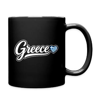 Greece Script with Flag Heart Fan Patriotic - Full Colour Mug - black - Right