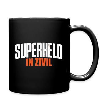 Superheld In Zivil Superhero Superhelden Kostüm - Tasse einfarbig - Schwarz - Rechts