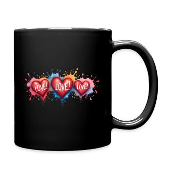 Love Text Hearts Shape Painting Print - Full Colour Mug - black - Right