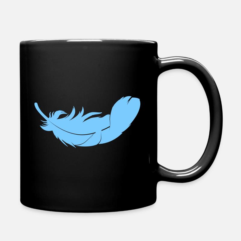 Blue Feather Silhouette - Full Colour Mug - black