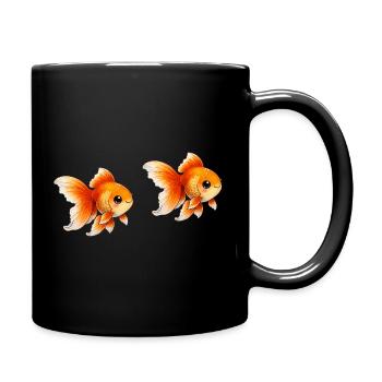 Two Goldfish Pairs Illustration - Full Colour Mug - black - Right