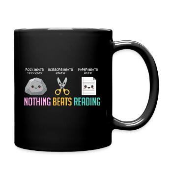 Nothing Beats Reading Book Rock Paper Scissor - Full Colour Mug - black - Right