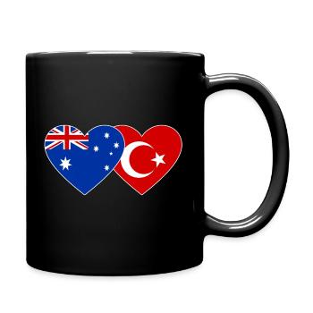 Australien Türkei Flagge Herz - Tasse einfarbig - Schwarz - Rechts