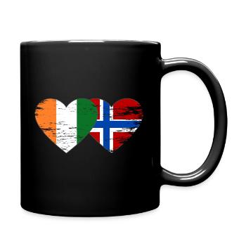 Côte d'Ivoire Norway Flag Heart used - Full Colour Mug - black - Right