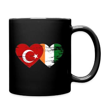 Turkey Côte d'Ivoire Flag Heart used - Full Colour Mug - black - Right