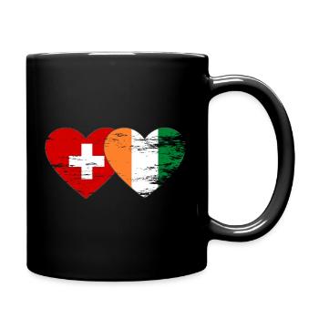 Schweiz Elfenbeinküste Flagge Herz used - Tasse einfarbig - Schwarz - Rechts