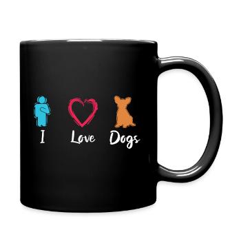 Ich liebe Hunde - Tasse einfarbig - Schwarz - Rechts
