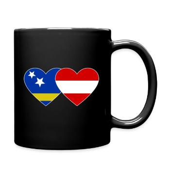 Curacao_Oesterreich_Flagge_Herz - Tasse einfarbig - Schwarz - Rechts